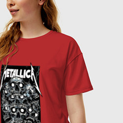Футболка оверсайз женская Metallica - skulls, цвет: красный — фото 2