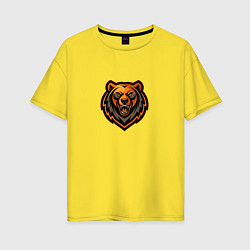Футболка оверсайз женская Векторный медведь, цвет: желтый