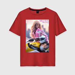 Футболка оверсайз женская Barbie racing - ai art, цвет: красный