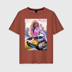 Футболка оверсайз женская Barbie racing - ai art, цвет: кирпичный