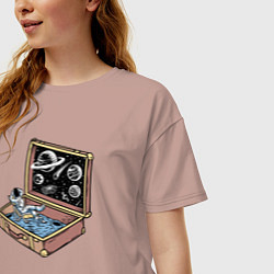 Футболка оверсайз женская Космос в чемодане, цвет: пыльно-розовый — фото 2
