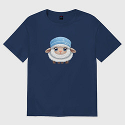 Футболка оверсайз женская Маленькая овечка, цвет: тёмно-синий