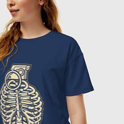 Футболка оверсайз женская Скелет гранаты, цвет: тёмно-синий — фото 2