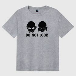 Футболка оверсайз женская Черный пришелец - do not look, цвет: меланж