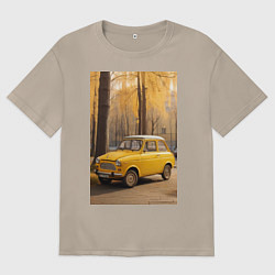 Женская футболка оверсайз Желтый ретро автомобиль