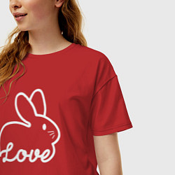 Футболка оверсайз женская Love bunny, цвет: красный — фото 2