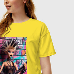 Футболка оверсайз женская Barbie - punk guitarist neural network, цвет: желтый — фото 2