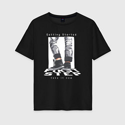 Футболка оверсайз женская First step streetwear, цвет: черный