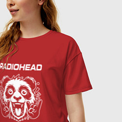 Футболка оверсайз женская Radiohead rock panda, цвет: красный — фото 2