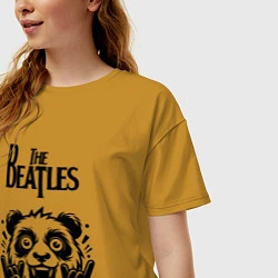 Футболка оверсайз женская The Beatles - rock panda, цвет: горчичный — фото 2
