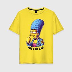 Футболка оверсайз женская Marge Simpson - punks not dead motto, цвет: желтый