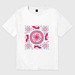 Футболка оверсайз женская Солярные знаки и белки символы круговорота, цвет: белый
