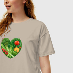 Футболка оверсайз женская Сердце из овощей, цвет: миндальный — фото 2