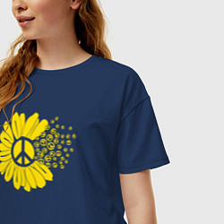 Футболка оверсайз женская Цветок мира, цвет: тёмно-синий — фото 2
