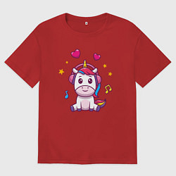 Женская футболка оверсайз Единорог в наушниках