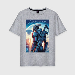 Женская футболка оверсайз Mass Effect - alien andromeda ai art