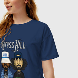 Футболка оверсайз женская Cypress hill - B Real and Sen Dog, цвет: тёмно-синий — фото 2