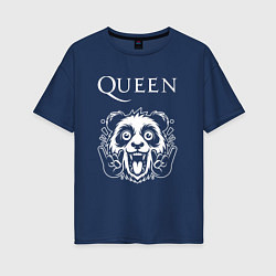 Футболка оверсайз женская Queen rock panda, цвет: тёмно-синий