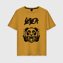 Футболка оверсайз женская Slayer - rock panda, цвет: горчичный