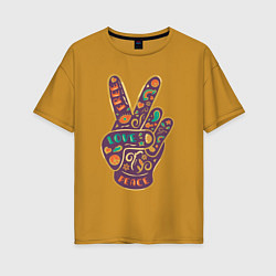 Женская футболка оверсайз Free love peace