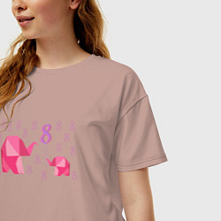 Футболка оверсайз женская Мама слониха и дочка слоненок в праздник 8 марта, цвет: пыльно-розовый — фото 2