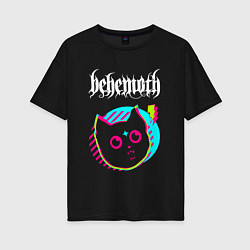 Женская футболка оверсайз Behemoth rock star cat