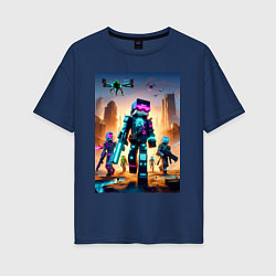 Женская футболка оверсайз Minecraft - cyberpunk ai art fantasy