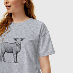 Футболка оверсайз женская Ягненок в профиль, цвет: меланж — фото 2