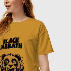 Футболка оверсайз женская Black Sabbath - rock panda, цвет: горчичный — фото 2