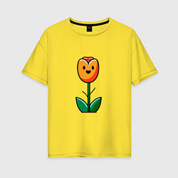 Футболка оверсайз женская Веселый тюльпан, цвет: желтый