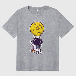 Женская футболка оверсайз Космонавт на качелях