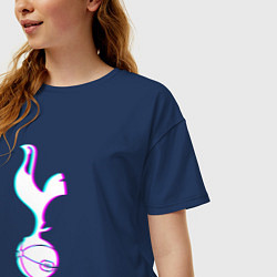 Футболка оверсайз женская Tottenham FC в стиле glitch, цвет: тёмно-синий — фото 2