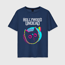 Женская футболка оверсайз Hollywood Undead rock star cat