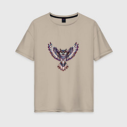 Женская футболка оверсайз Мозайчатая сова