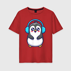 Женская футболка оверсайз Милый пингвинчик
