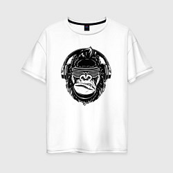 Женская футболка оверсайз Music gorilla