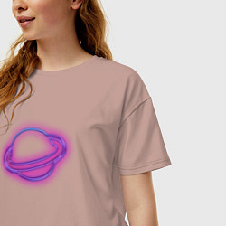 Футболка оверсайз женская Сиреневая луна яркий неон, цвет: пыльно-розовый — фото 2