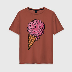 Футболка оверсайз женская Brain ice cream, цвет: кирпичный