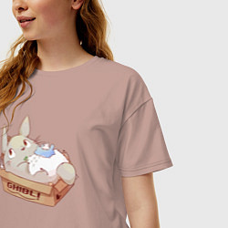 Футболка оверсайз женская Ghibli Totoro, цвет: пыльно-розовый — фото 2