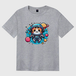 Женская футболка оверсайз Котёнок космонавт - нейросеть