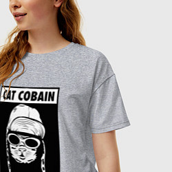 Футболка оверсайз женская Cat cobain, цвет: меланж — фото 2