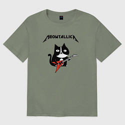 Футболка оверсайз женская Meowtallica cat, цвет: авокадо