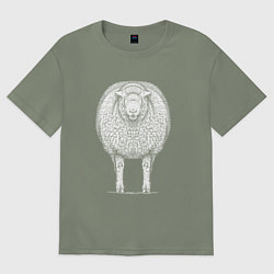 Женская футболка оверсайз Белая овечка анфас