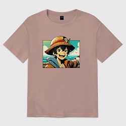 Футболка оверсайз женская Ван Пис - нейросеть, цвет: пыльно-розовый