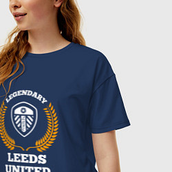 Футболка оверсайз женская Лого Leeds United и надпись legendary football clu, цвет: тёмно-синий — фото 2