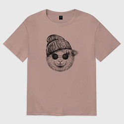 Футболка оверсайз женская Ягнёнок модный, цвет: пыльно-розовый