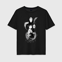 Женская футболка оверсайз Унесённые призраками Хаку Тихиро