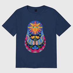 Женская футболка оверсайз Матрешка солнце