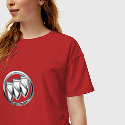 Футболка оверсайз женская Buick logo металик, цвет: красный — фото 2