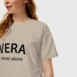 Футболка оверсайз женская Vera never alone - motto, цвет: миндальный — фото 2